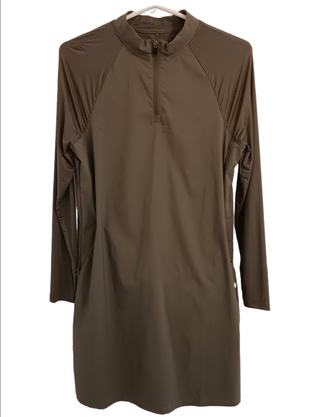 Hurley Army Green 1\4 Zip Activewear Long Sleeve Dress Moisture Wicking Stretch